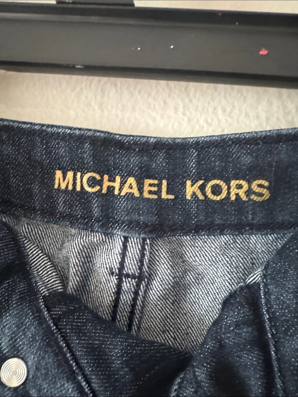 Michael Kors Dark Blue Denim Mini Skirt with Gold Buttons